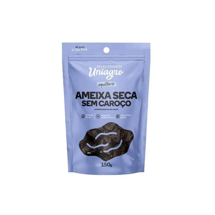 Ameixa Seca Uniagro Equilíbrio Sem Caraço Sachê 150g
