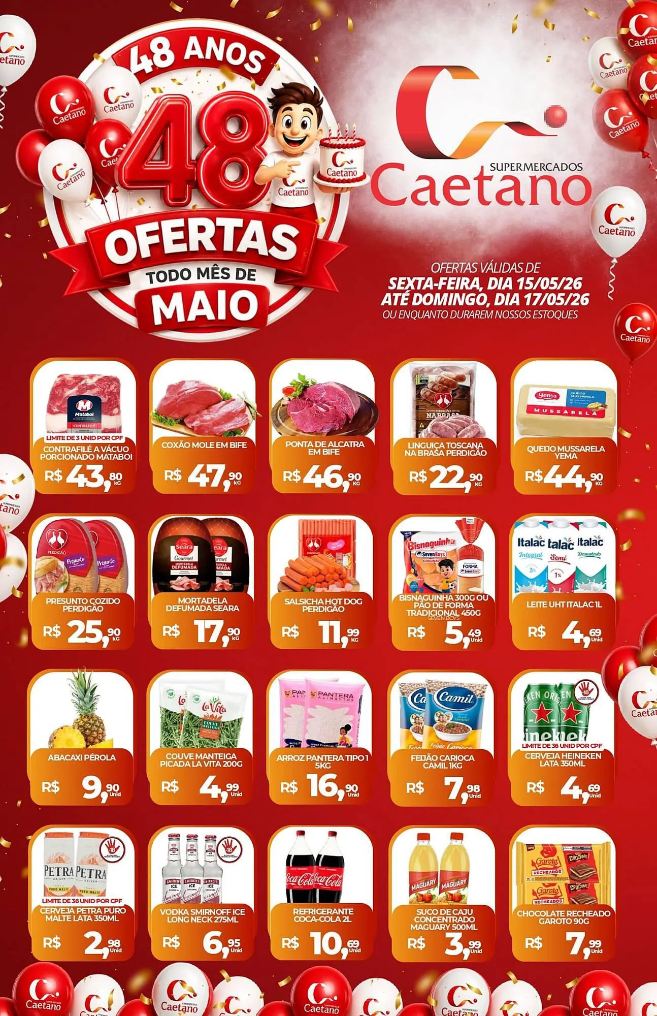 Encarte de Catálogo Supermercados Caetano 15 de maio até 17 de maio 2026 - Pagina 1