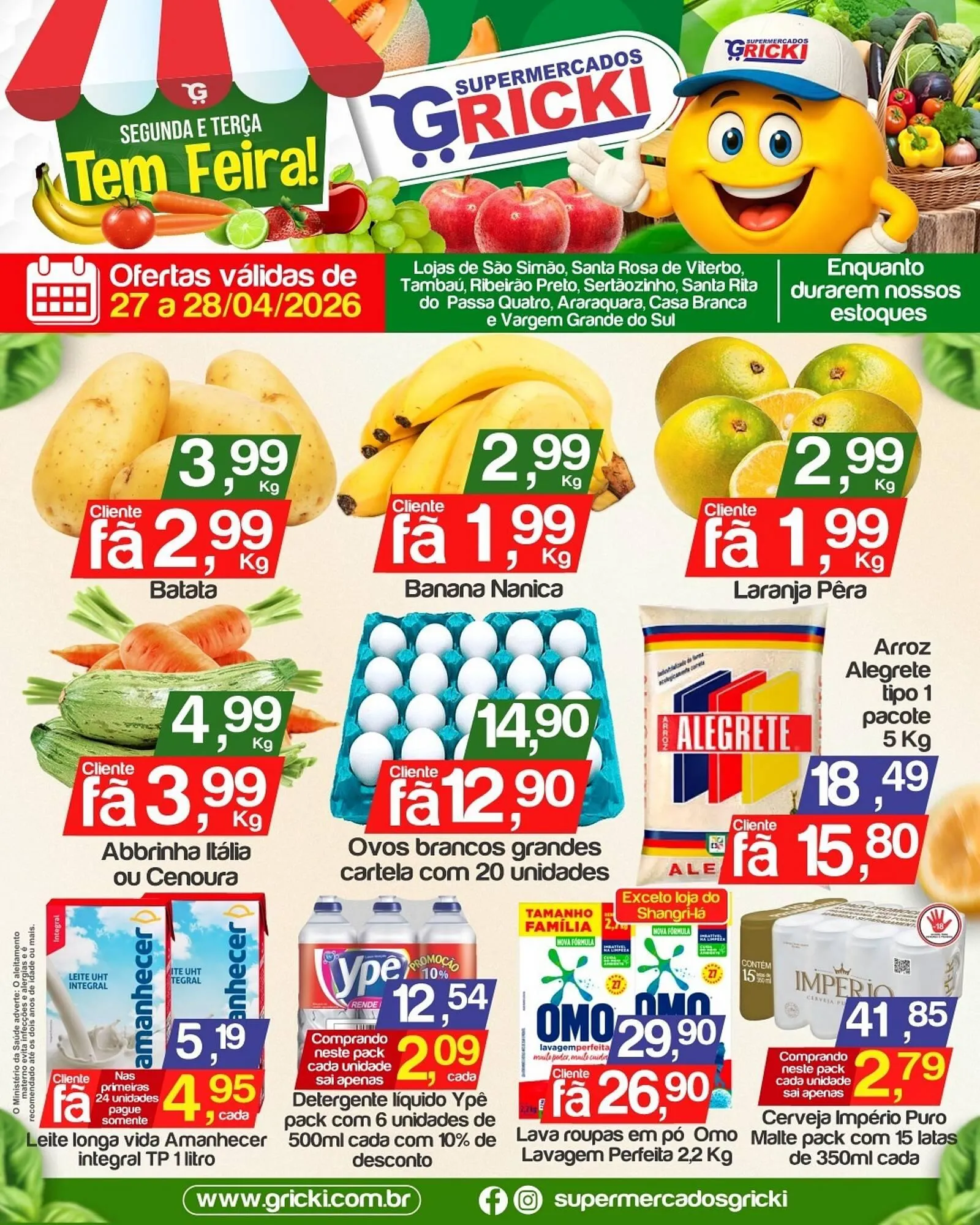 Encarte de Catálogo Supermercados Gricki 27 de abril até 28 de abril 2026 - Pagina 1