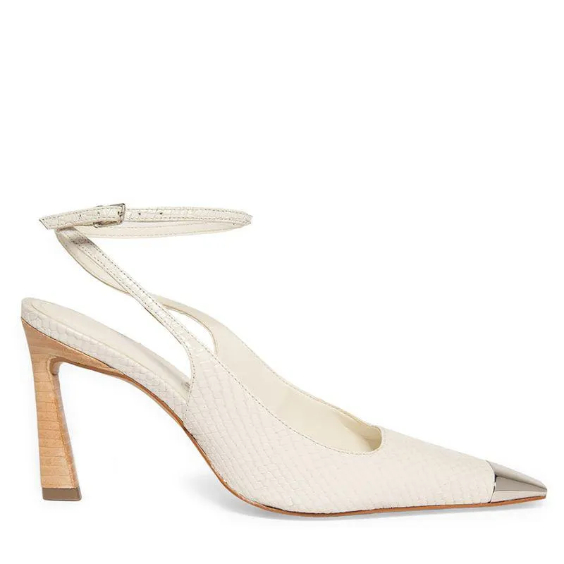 Scarpin couro snake soft gelo