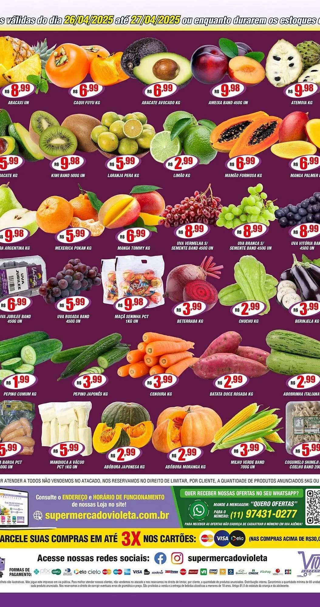 Encarte de Catálogo Violeta Supermercados 25 de abril até 27 de abril 2025 - Pagina 2