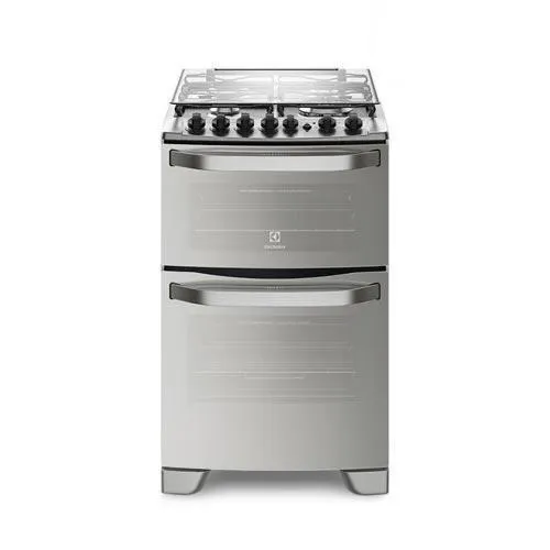 Fogão de Piso Electrolux de 04 Bocas com Duplo Forno Prata - 56DXQ - 110V