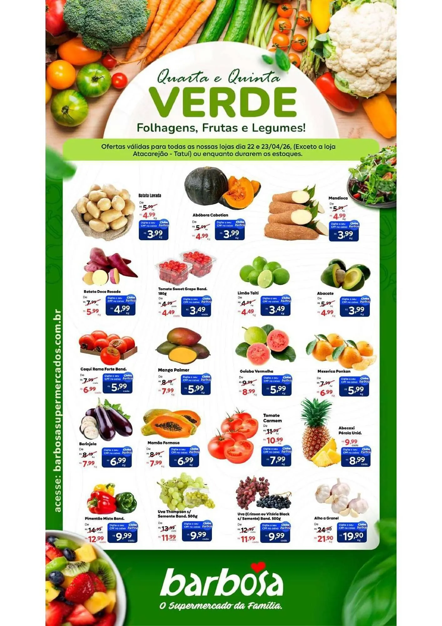 Encarte de Tabloide Barbosa Supermercados 22 de abril até 23 de abril 2026 - Pagina 1