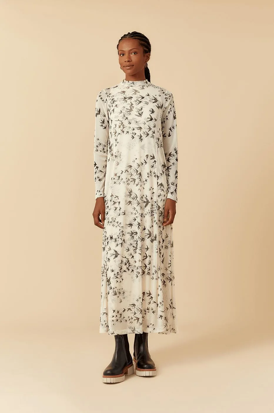 Vestido Tule Estampa Revoada