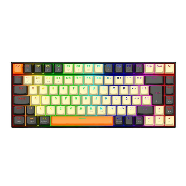 Teclado Mecanico Redragon Phantom Pro, RGB, Switch Marrom, Cinza e Creme, K629CGO-PRO-M-PT-BROWN