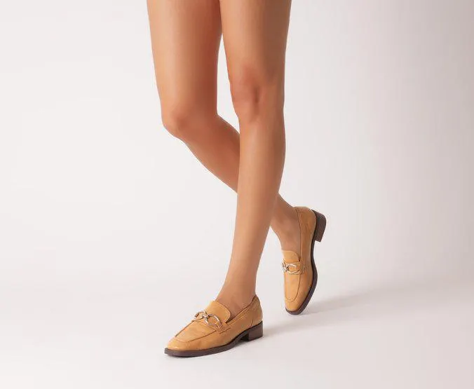 Mocassim Bege Bridão Salto Bloco Destroyed