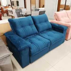 Sofá 2 Lugares 1,80m Retrátil e Reclinável Matteo Bom Pastor Azul