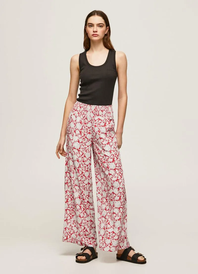 PANTALONES ANCHOS ESTAMPADO FLORES