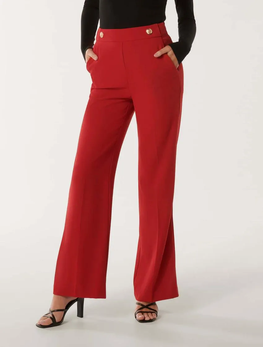 Naomi Button Wide-Leg Pants