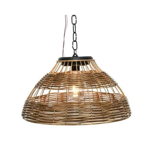 Ηλιακό κρεμαστό φωτιστικό Lumineo Led wicker/μέταλλο Ø37x20cm σε μπεζ χρώμα