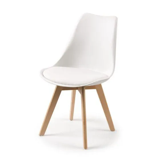 Καρέκλα λευκή με ξύλινα πόδια και κάθισμα με μαξιλάρι 49x56x83 εκ.