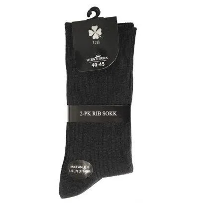 Kløver Sokk ribbestrikket i ull 2 pk.