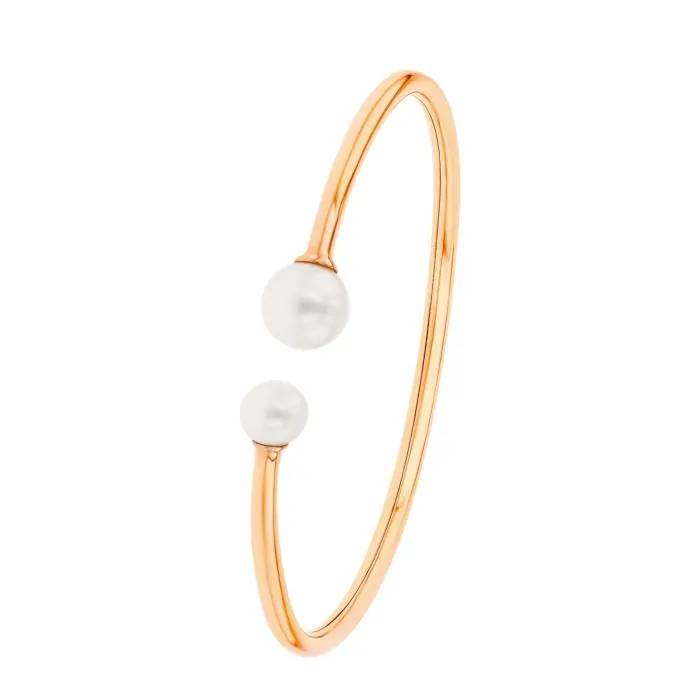 Kiku Glow Bangle in 18K Rose Gold With Two Freshwater Pearls