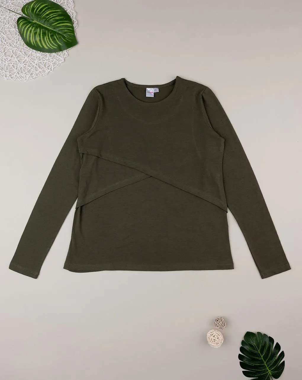 Γυναικεία μπλούζα εγκυμοσύνης/θηλασμού χακί