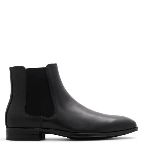 Μαύρο ανδρικό δερμάτινο μποτάκι OLAELOTH 00065610-M14