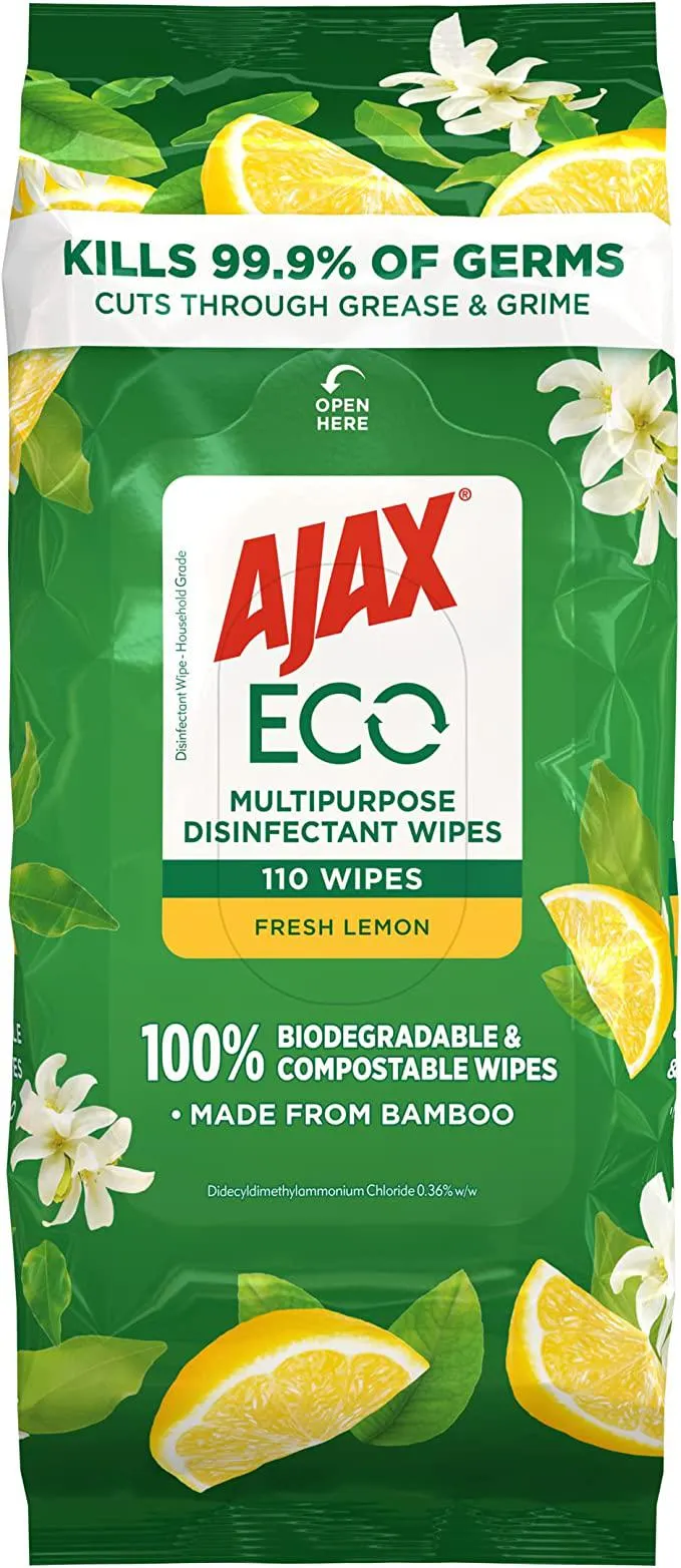 AJAX ECO MULTI PURPOSE DISENFECTANT WIPES FRESH LEMON