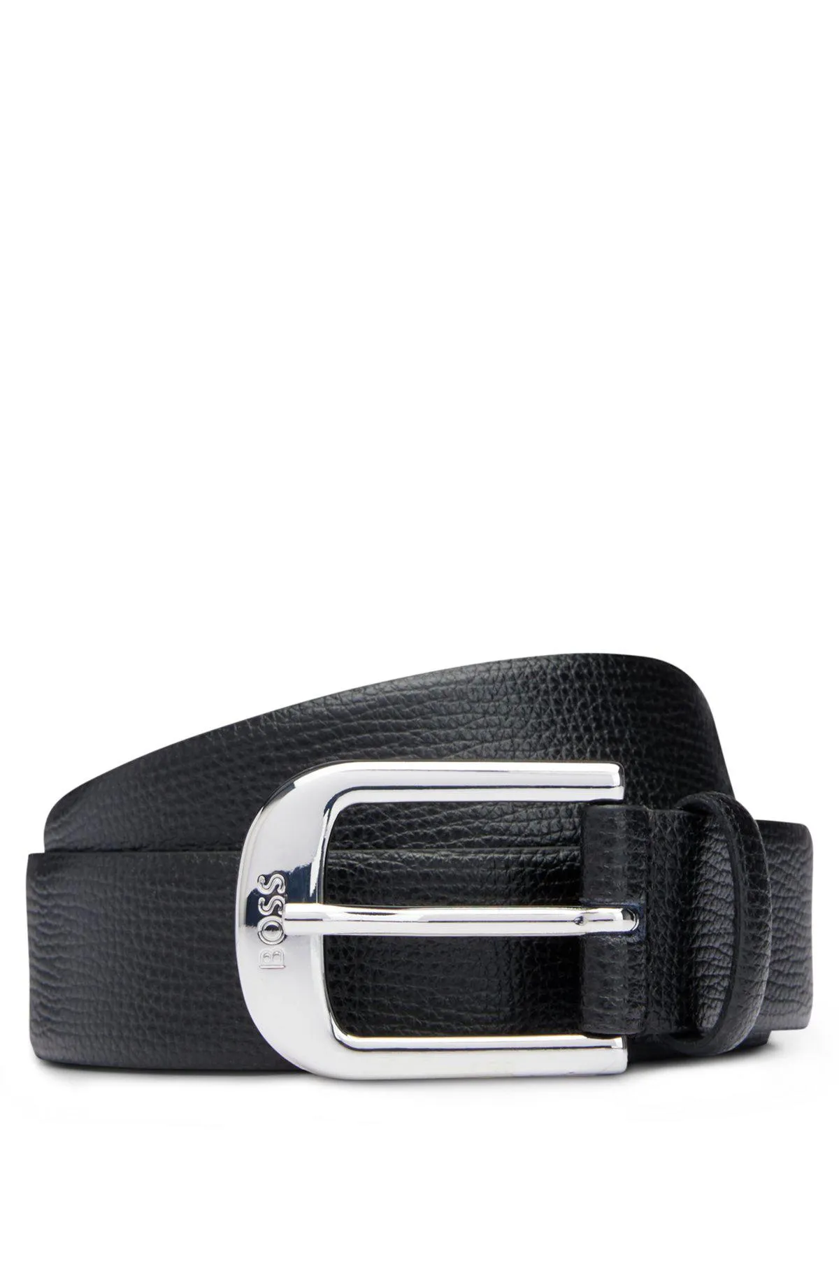 Italian-leather belt with logo buckle