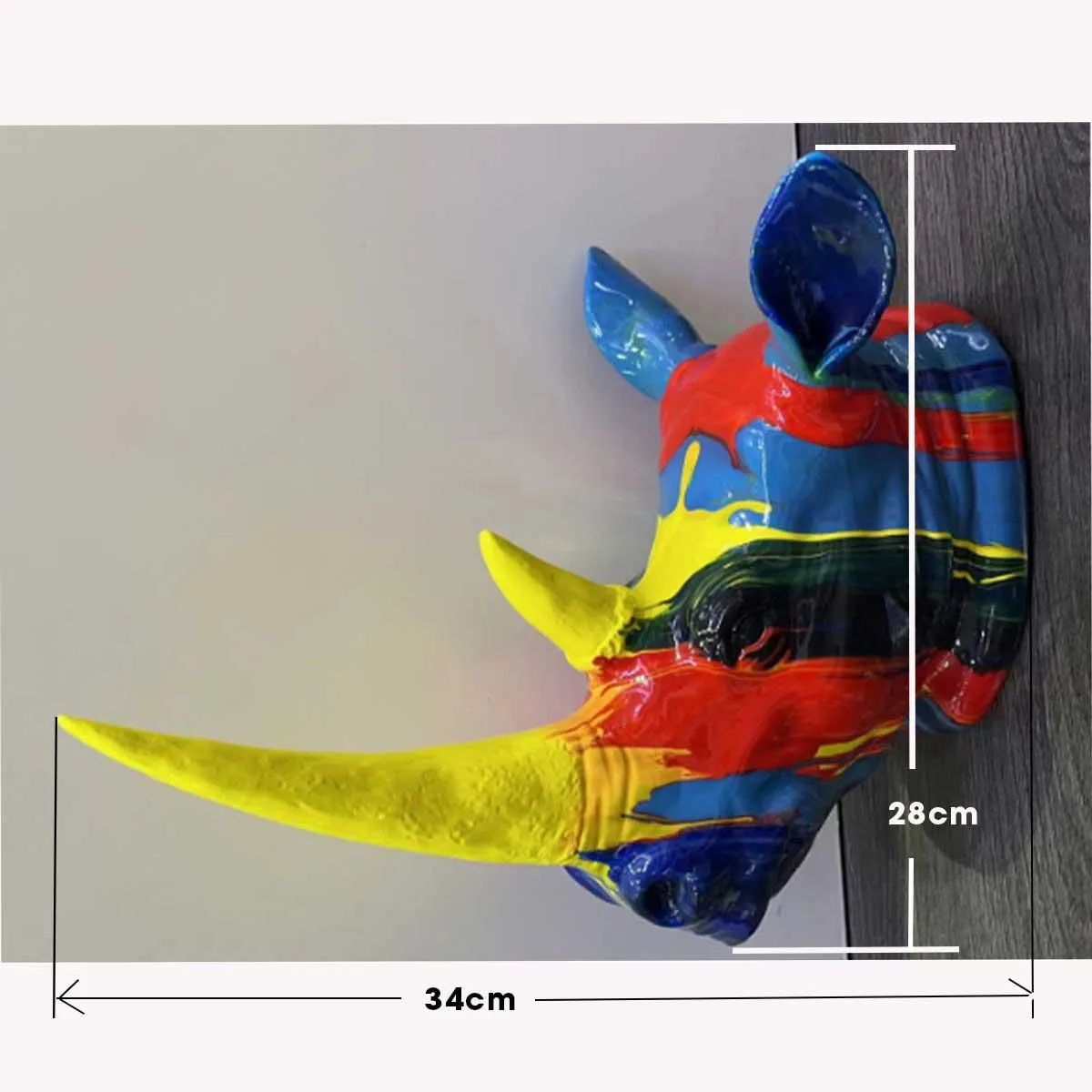 Coloured Rhino Head 34cm