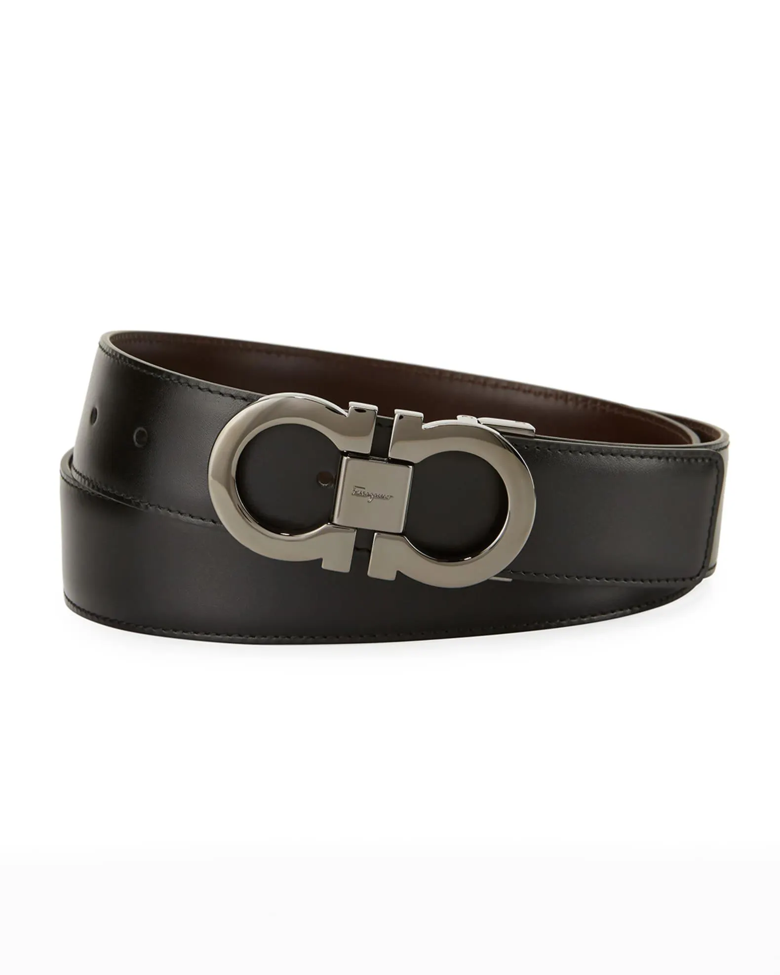 Men's Reversible Leather Double-Gancio Belt
