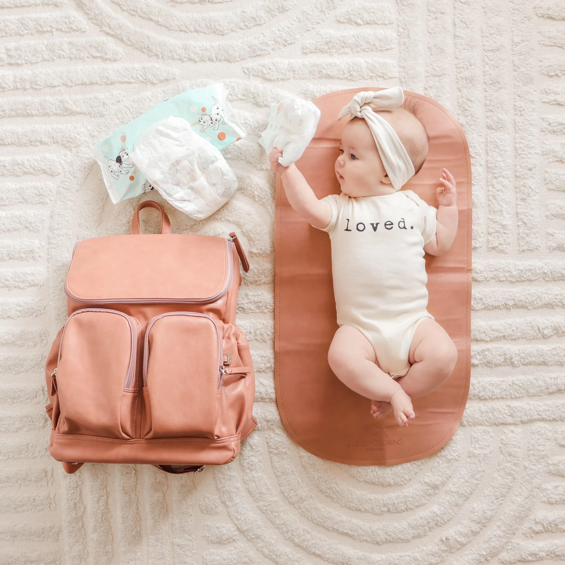 Vegan Leather Change Mat - Rose Pink