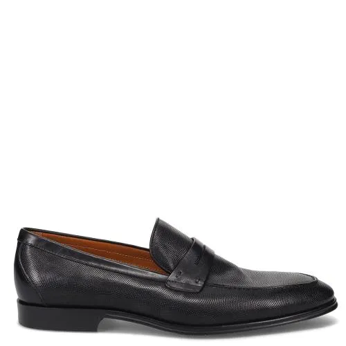 Μαύρο δερμάτινο ανδρικό μοκασίνι YG134-M14