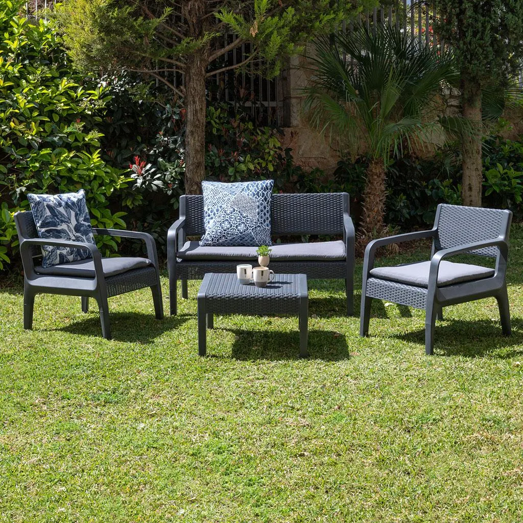 Σετ καθιστικού κήπου - βεράντας THISEAS 121x68x75εκ./68x61x75εκ/65.5x61x37 PP