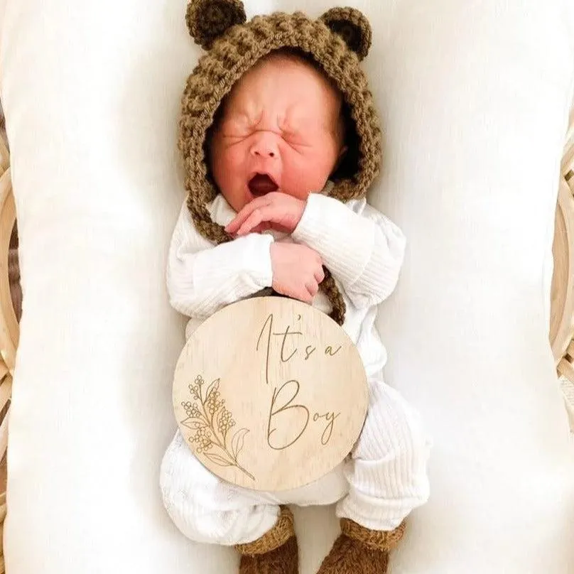 Announcement Plaque Gender Reveal - It's a boy/It's a girl (Round)