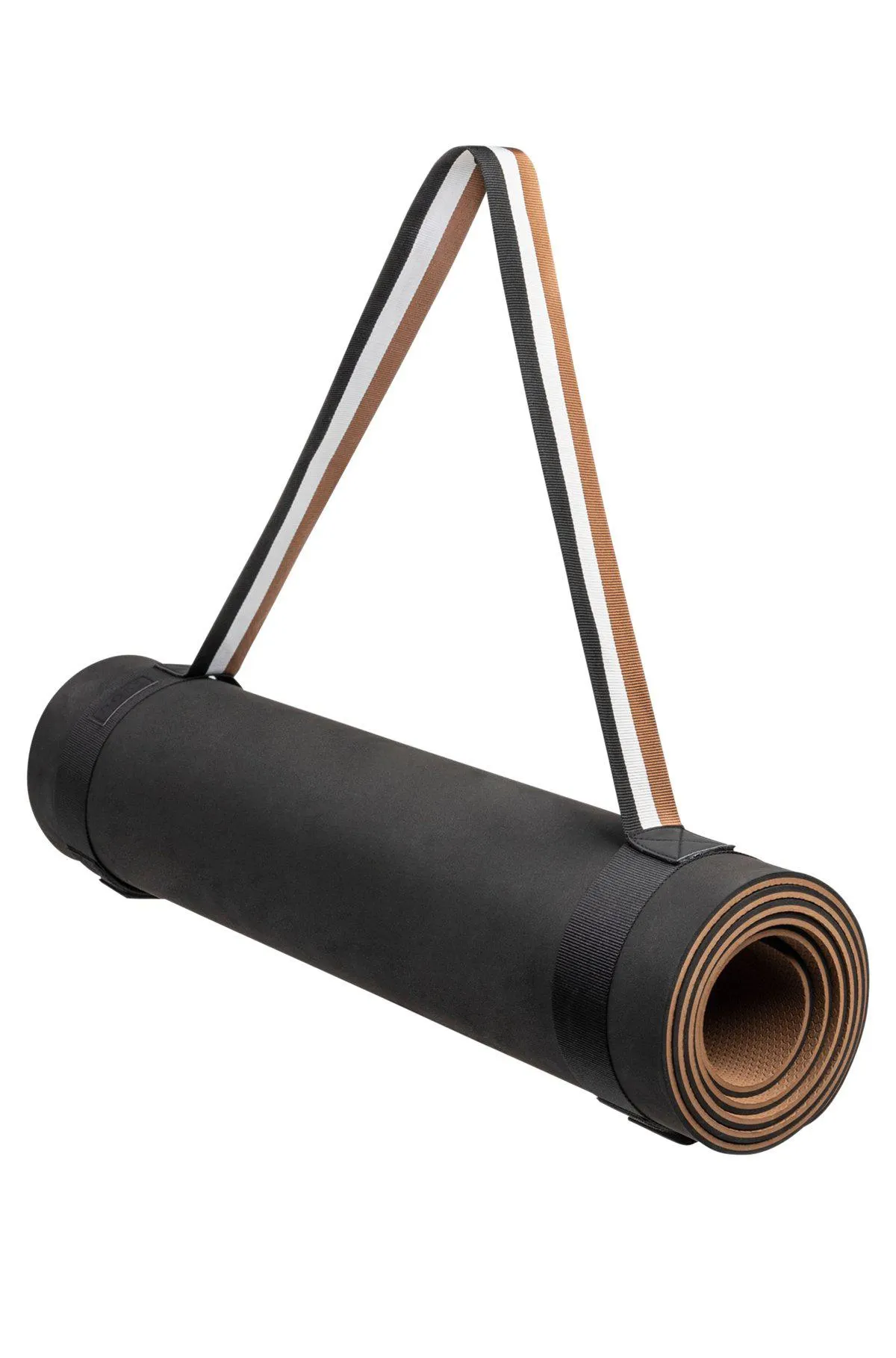 Yoga mat with signature-stripe strap