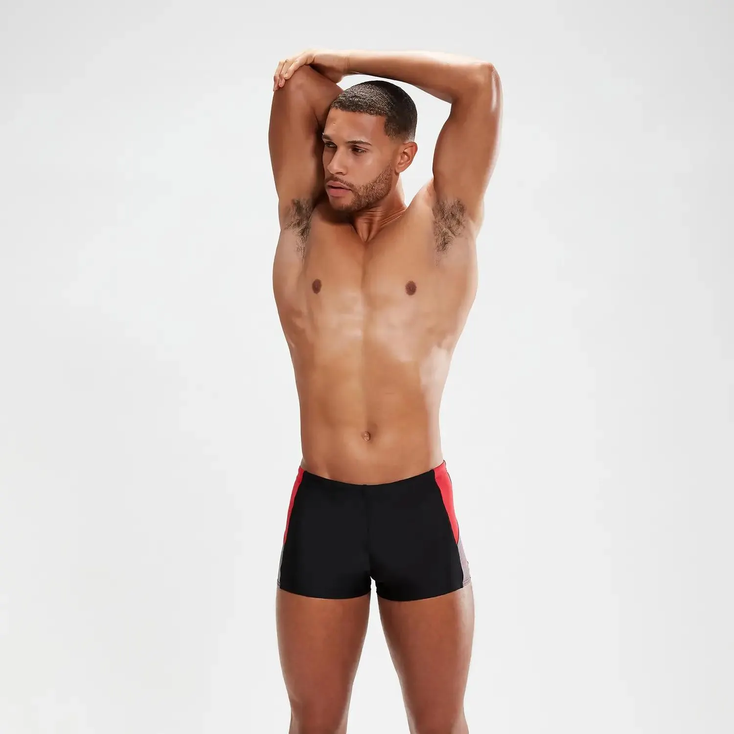 Bóxer de buceo para hombre, negro/rojo