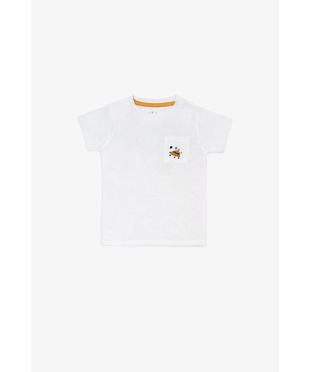 Pom & Jenny Λευκή κοντομάνικη μπλούζα space