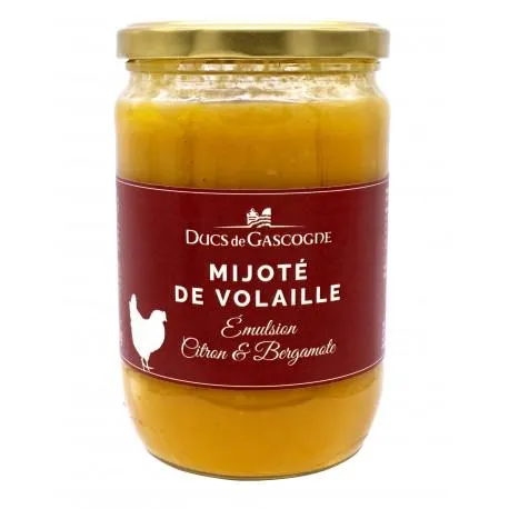 Mijoté de volaille, émulsion citron et bergamote