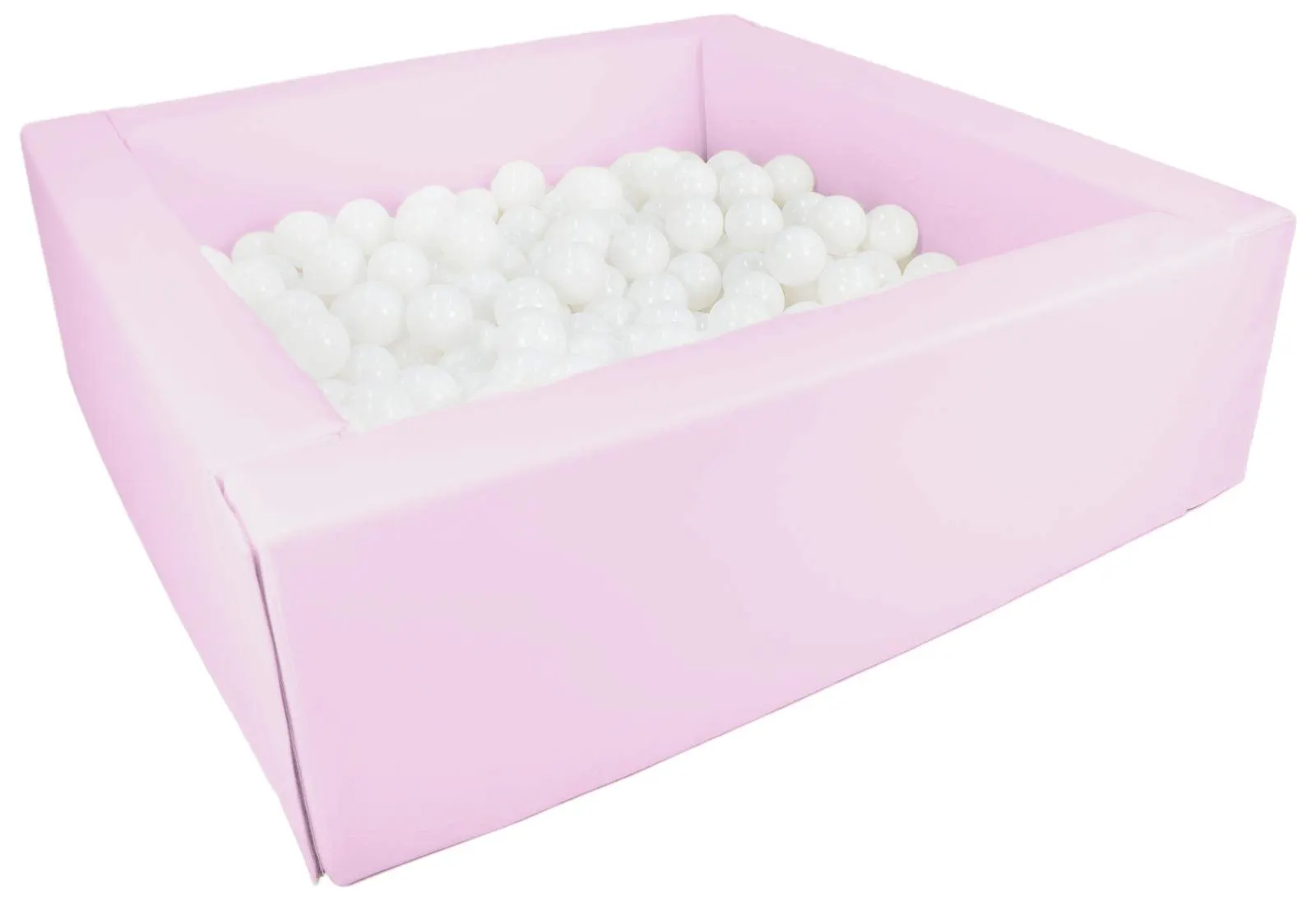 Eco Leather Pastel Pink Soft Play Ball Pit - 200 white balls