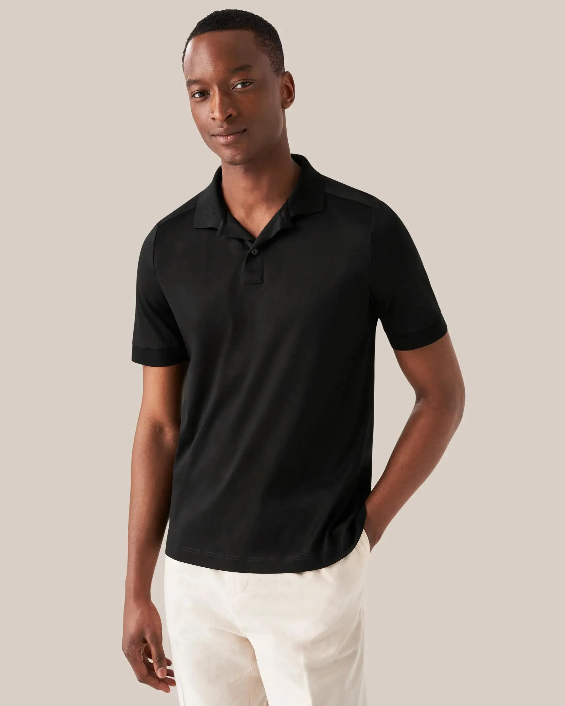 Black Filo di Scozia Polo Shirt - Short Sleeve