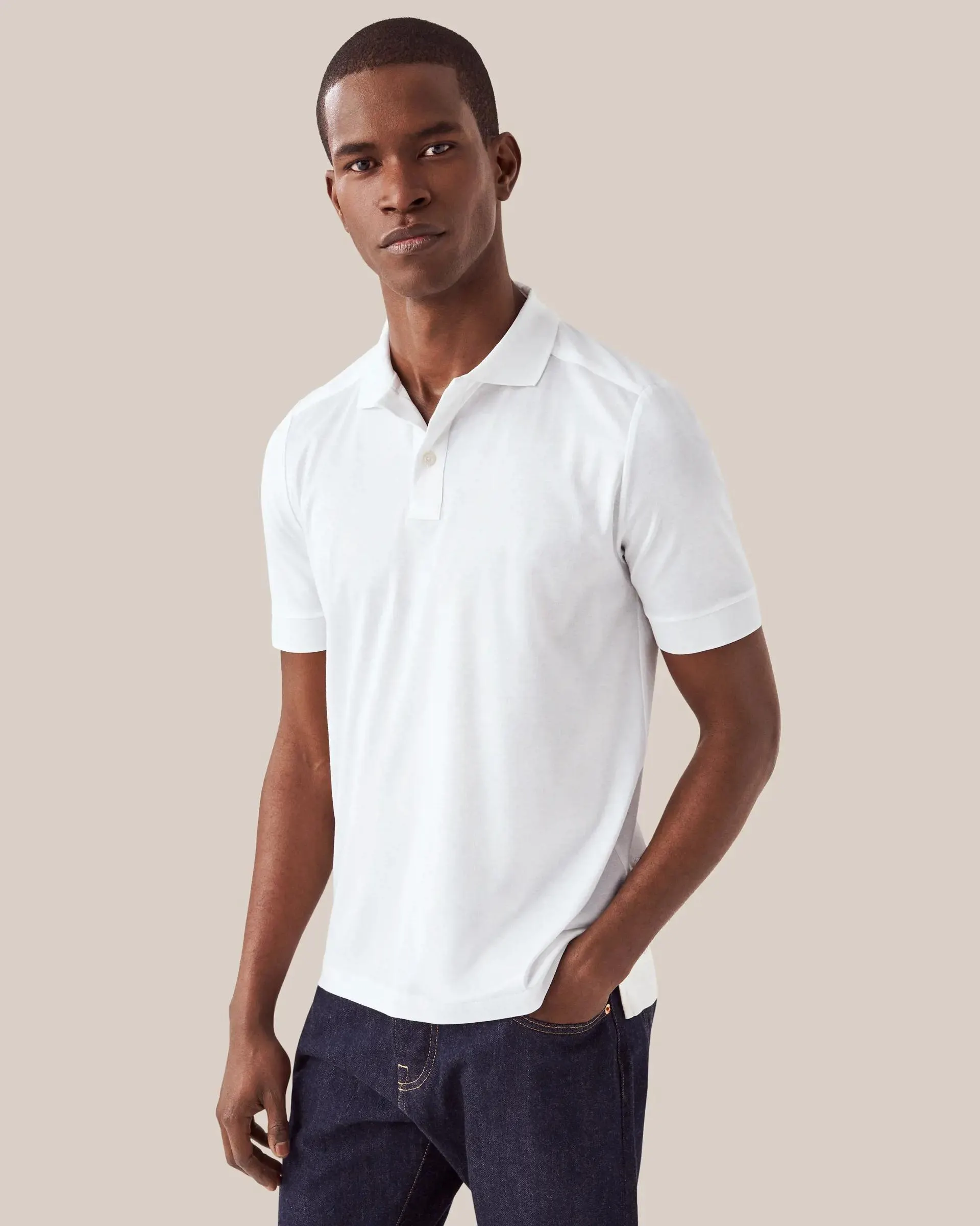 White Filo di Scozia Polo Shirt - Short Sleeve