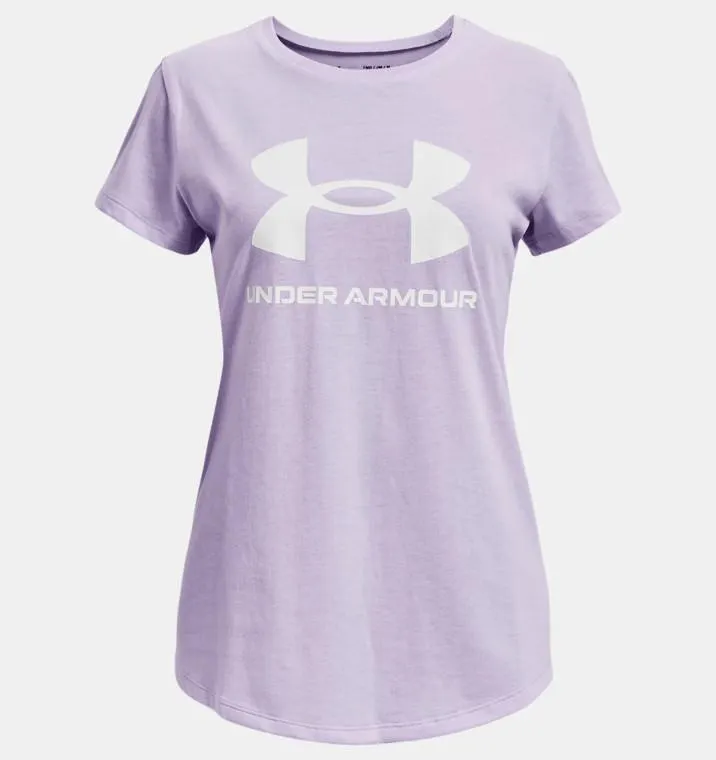 Under Armour® Girls Live Sportstyle Graphic Short Sleeve Tee Nebula Purple/White