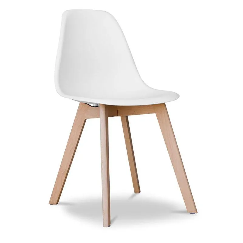 PROFI - Καρέκλα πλαστική EAMES DSW με μασίφ ξύλινα πόδια Λευκή