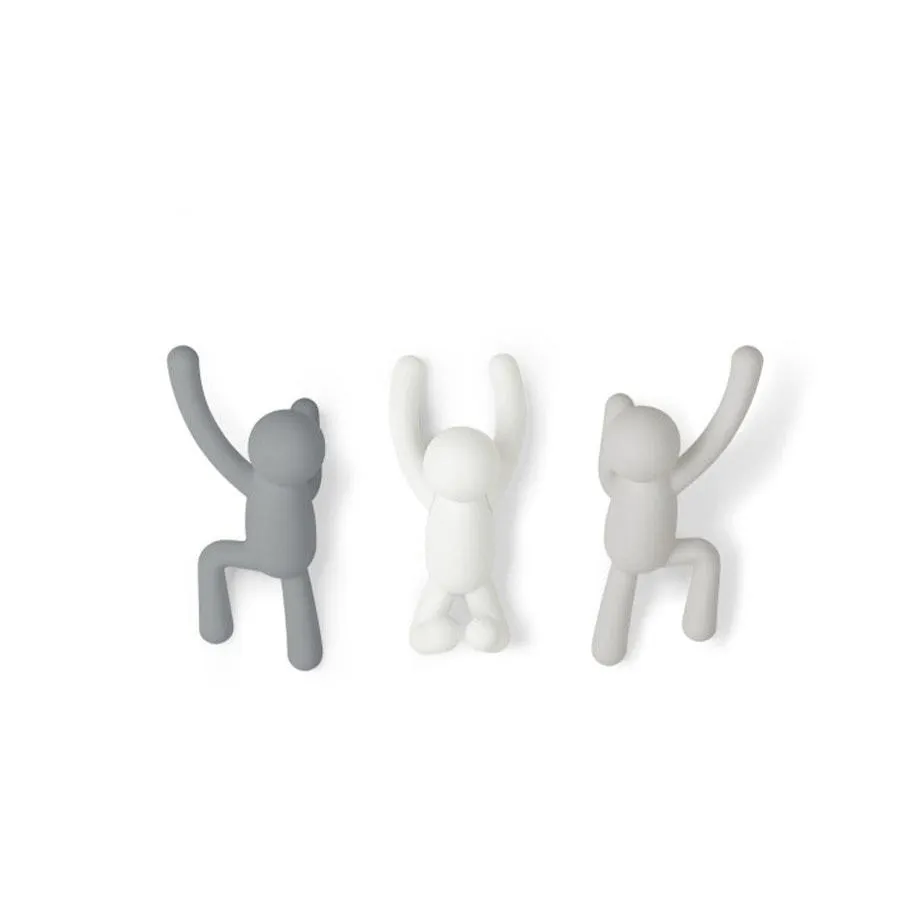 Umbra Buddy Wall Hooks (Set of 3) Grey
