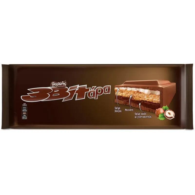 ΠΑΥΛΙΔΗΣ 3Bitάρα Σοκολάτα Γάλακτος Γεμιστή με Λευκή Κρέμα & Μπισκότο 300gr
