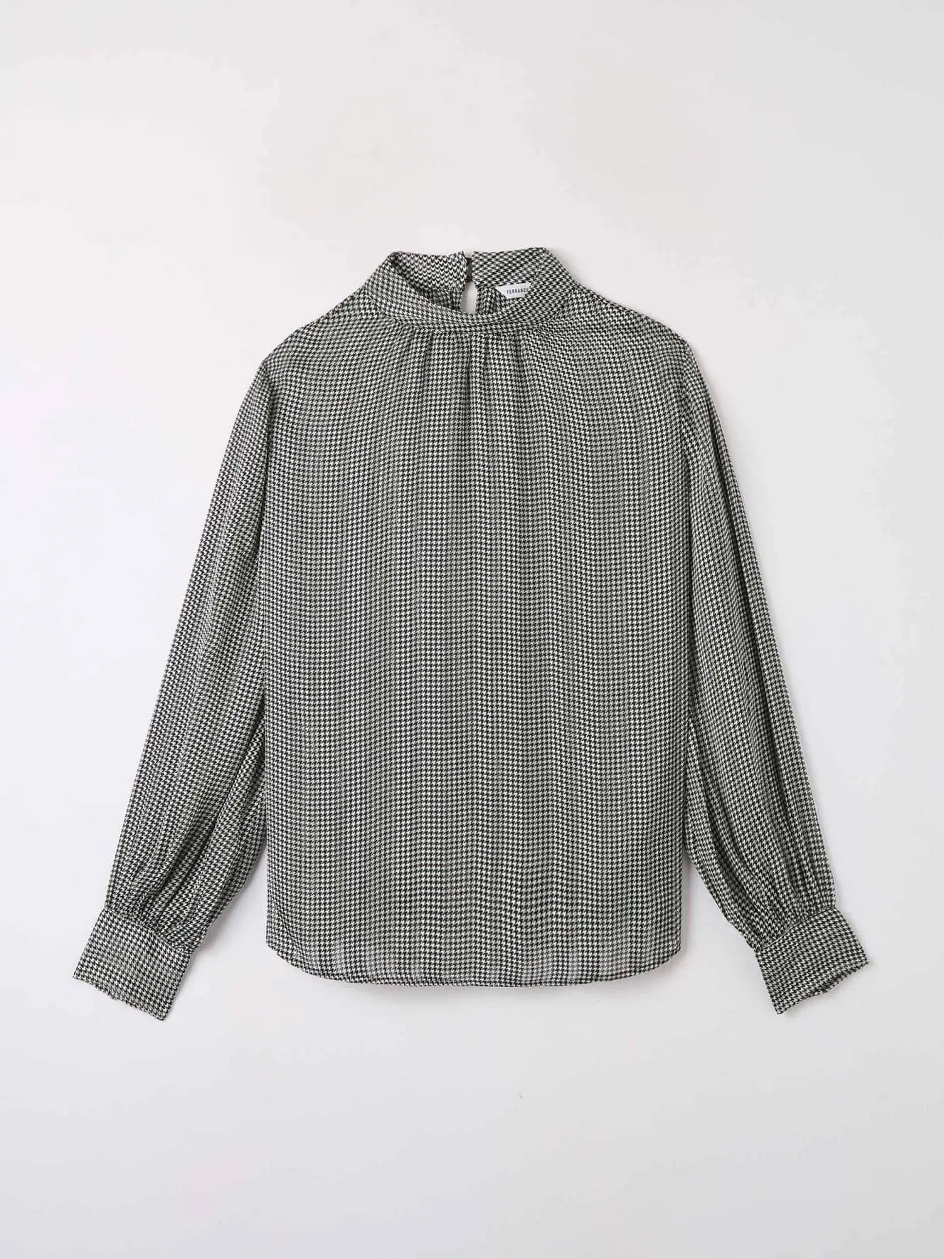 Blusa con colletto arricciato Var nero