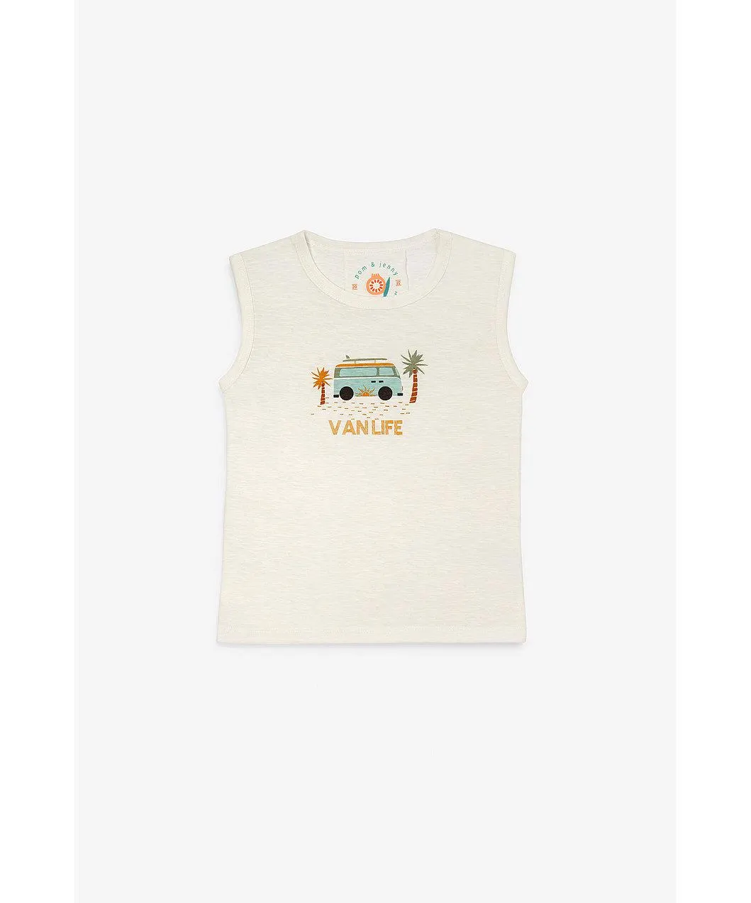 Pom & Jenny Εκρού αμάνικη μπλούζα van life