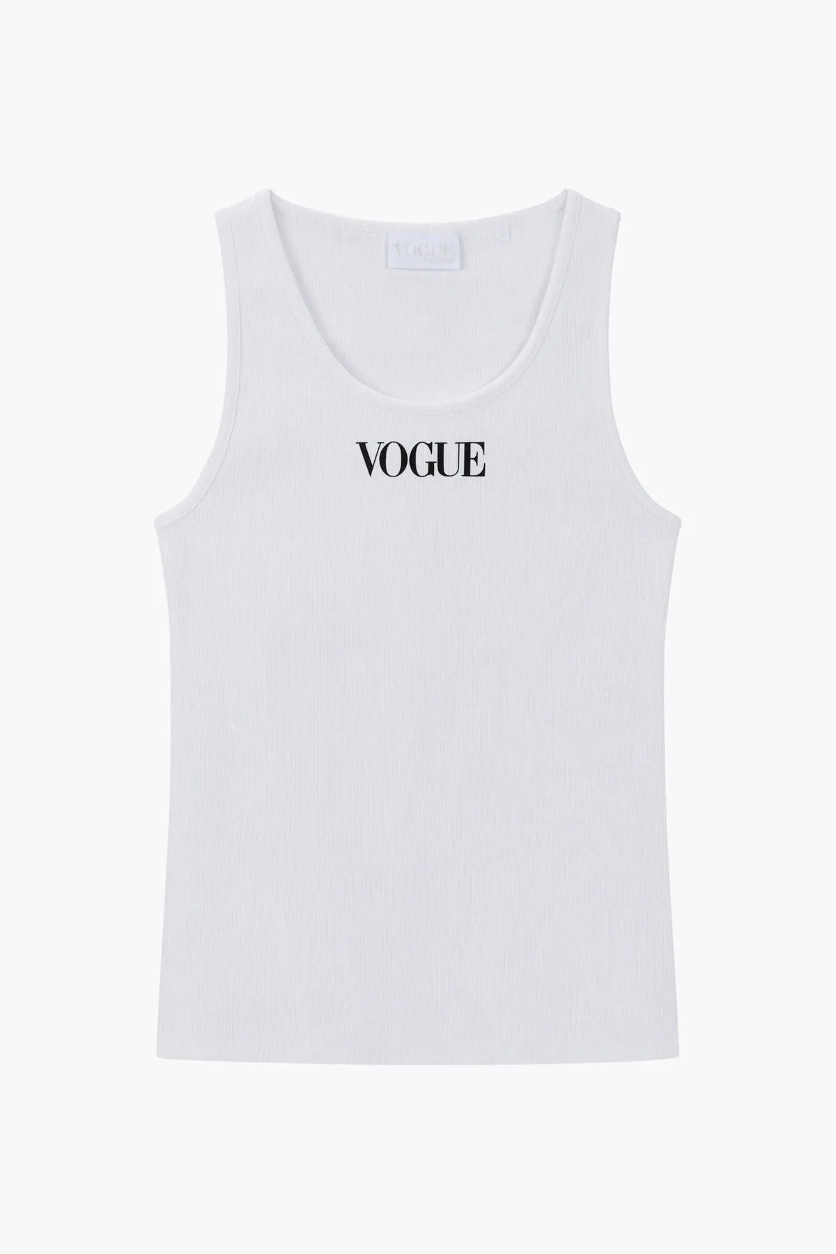 Camiseta de tirantes VOGUE blanca con logo estampado