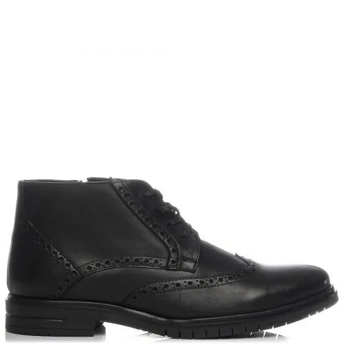 Ανδρικό μαύρο δίψιδο δερμάτινο μποτάκι KN204-M14