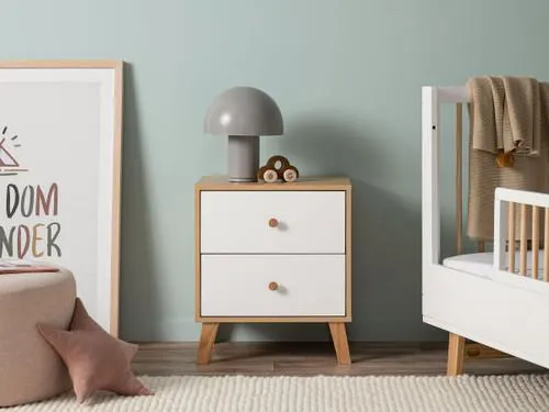 Aspen Bedside Table - White/Natural