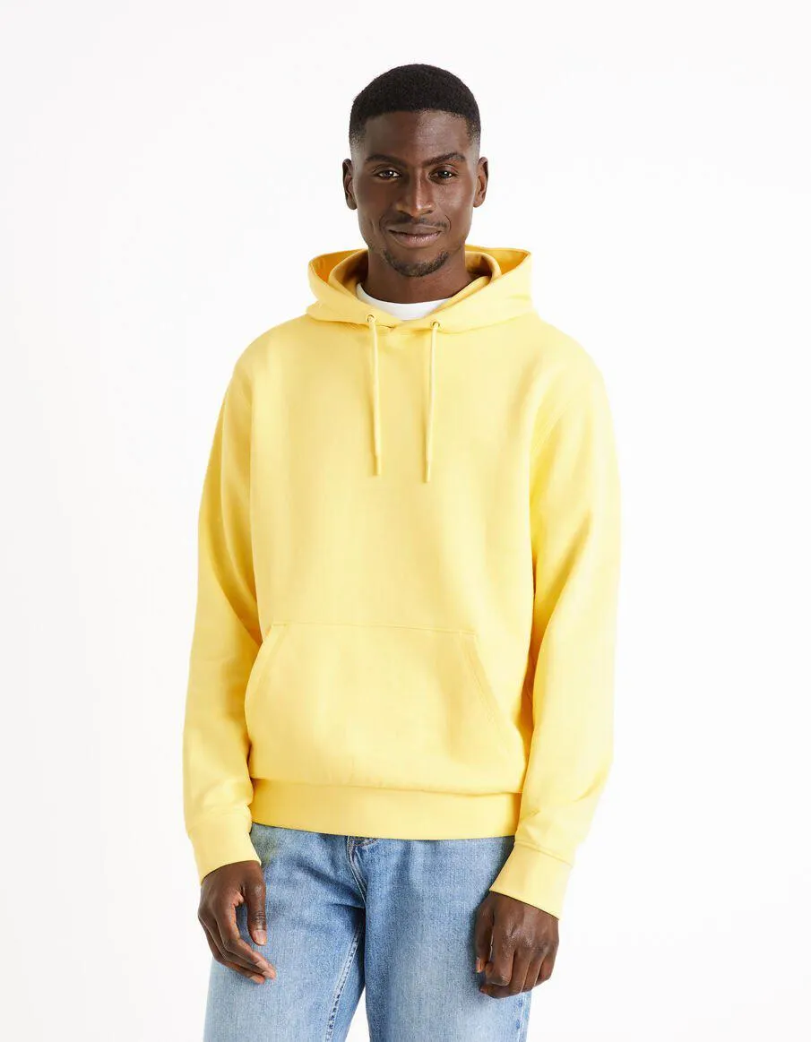 Sweat à capuche 100% coton - jaune