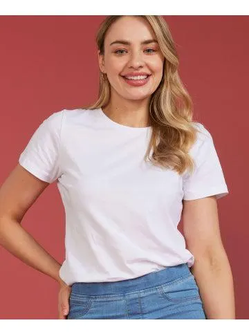 Women's Fav Crew Neck Cotton Tee in White