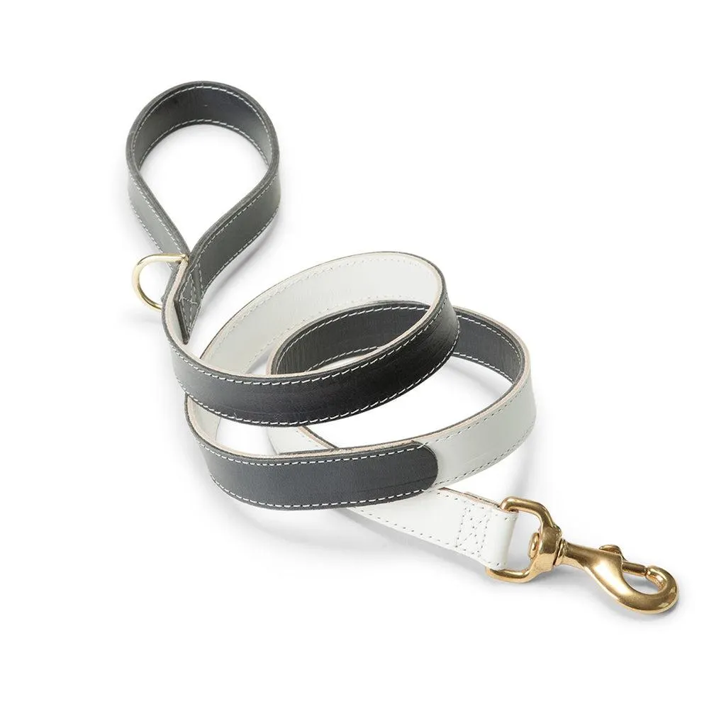 Leather Lead in Navy & White
