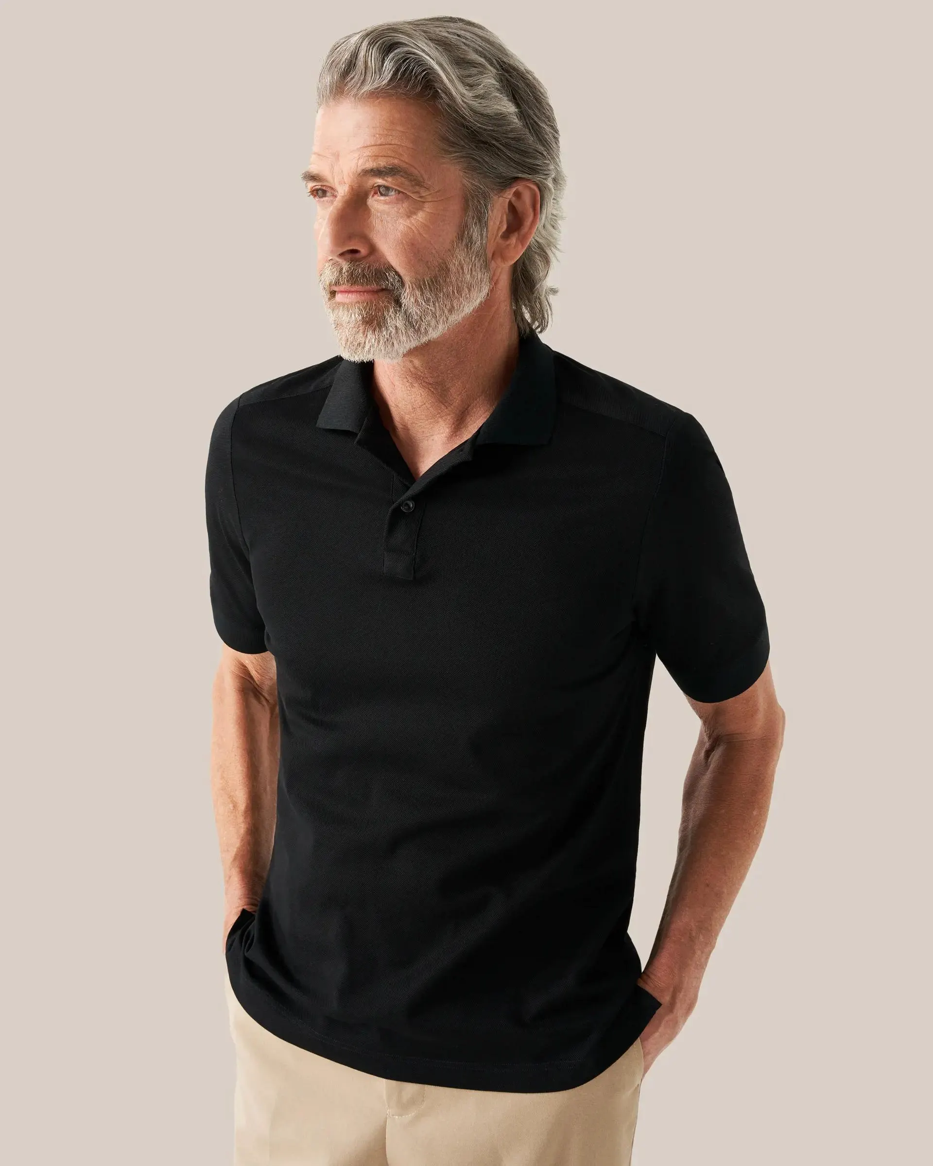 Black Filo di Scozia Piqué Polo Shirt - Short Sleeve