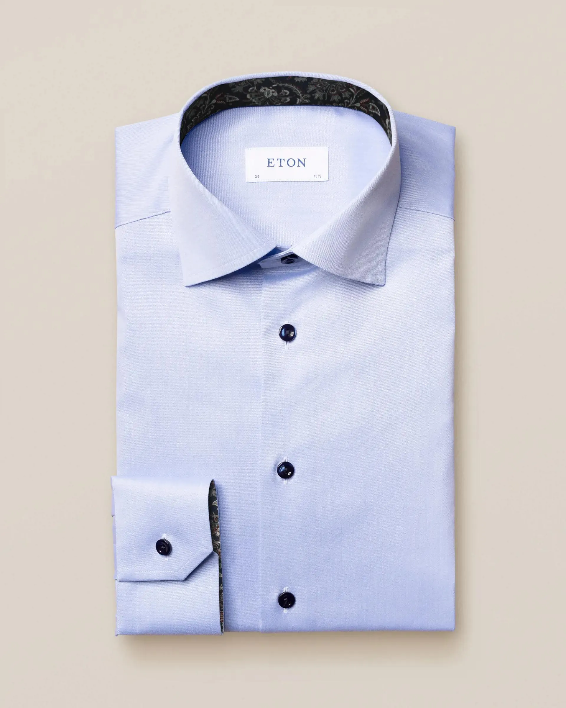 Light Blue Signature Twill Shirt - Paisley Contrast Details