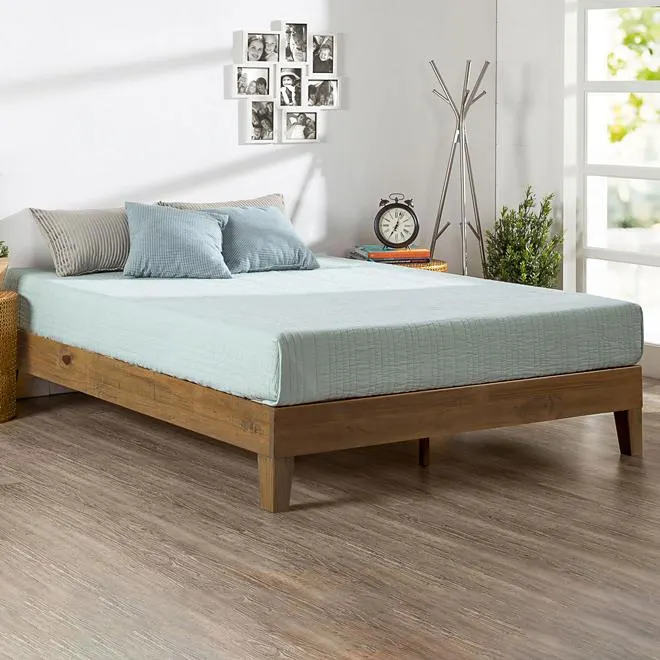 Zinus Night Therapy Rustic Oak Deluxe Solid Wood Platform Bed, Assorted Sizes