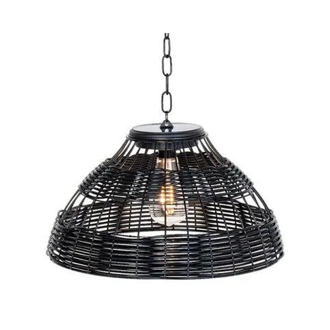 Ηλιακό κρεμαστό φωτιστικό Lumineo Led wicker/μέταλλο Ø37x20cm σε μαύρο χρώμα